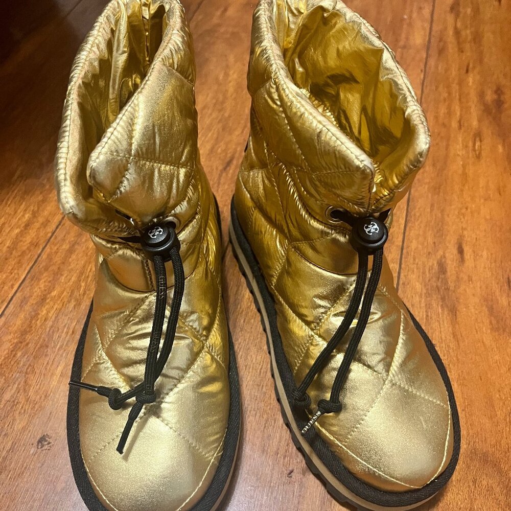 Guess Gold Quilted Winter Boots